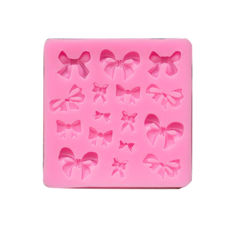 Silicone Nail Art Mold DIY Casting Bow Shaped Carved Pattern Nail Decoration Mold for Pendant Chocolate Pink