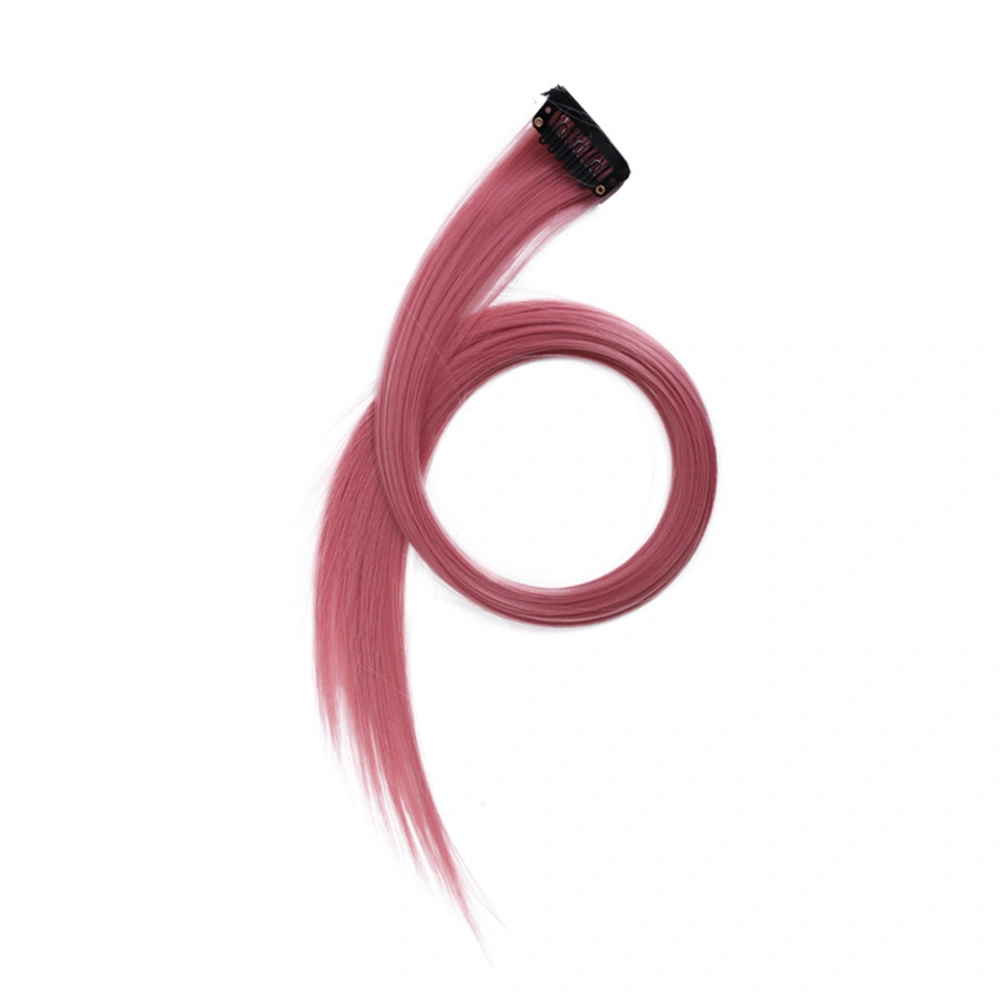 21.7in Colored Hair Extensions Straight Highlights Clip Hair Extensions for Cosplay Party Pink