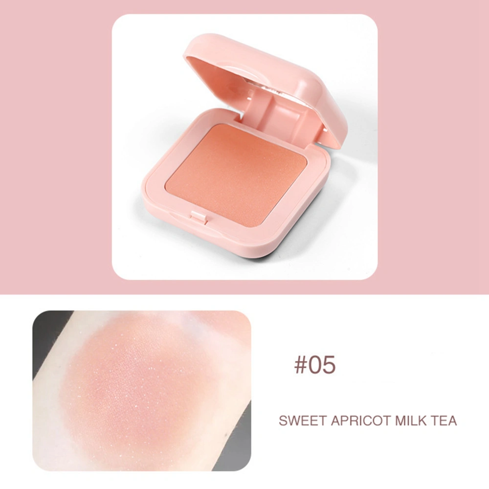 Face Blusher Natural Fine Powder Long Lasting Pink Case Cute Face Blush Powder with Brush for Women 05 Pearlescent Apricot