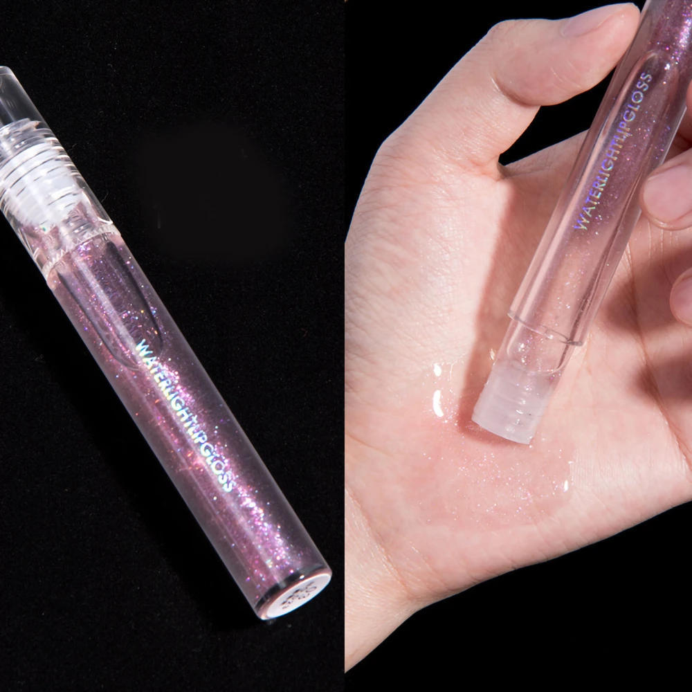 Lip Gloss Transparent Pearlescent Moisturizing Glass Lipstick with Fine Flash Gifts Grape Purple