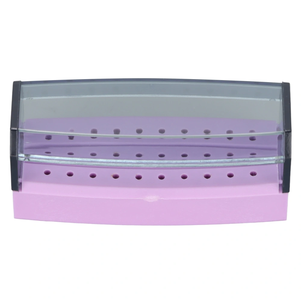 High Speed Burs Holder 30 Holes Dustproof High Temperature Portable Dental Bur Holder Box with Cover for Dental Clinics Purple