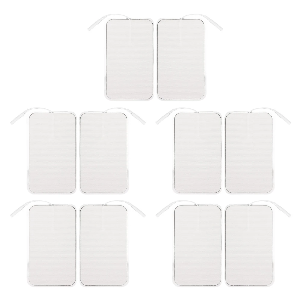 10Pcs TENS Unit Replacement Pads Rectangular Reusable Electrode Patches for Electrotherapy Muscle Stimulator Aperture 2.0mm/0.078inm