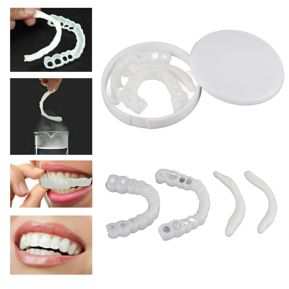 1 Pair Top and Bottom Temporary Smile Cosmetic Teeth Comfort Fit Denture Teeth Cosmetic Sticker