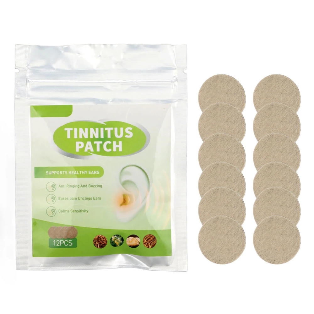 12pcs Tinnitus Relieve Patch Relieve Ear Pain Light Weight Portable Mild Tinnitus Treatment Patch