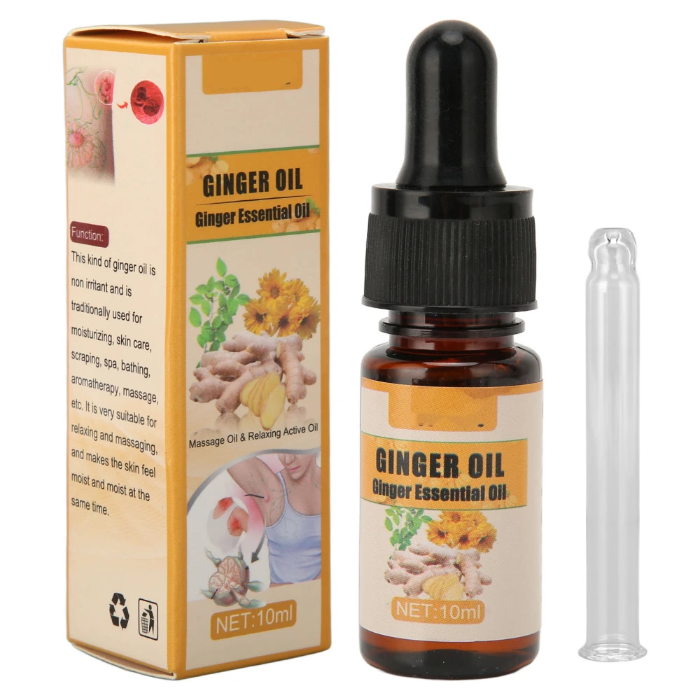 Ginger Massage Essential Oil Natural Ingredients Lymphatic Drainage Oil for Body Care 10ml