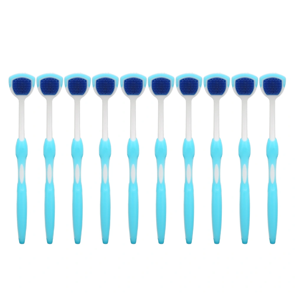 10 Pcs Tongue Scraper Long Handle Ergonomic Silicone Tongue Scraper Tongue Cleaner Brush Oral Hygiene Cleaning Tool Blue