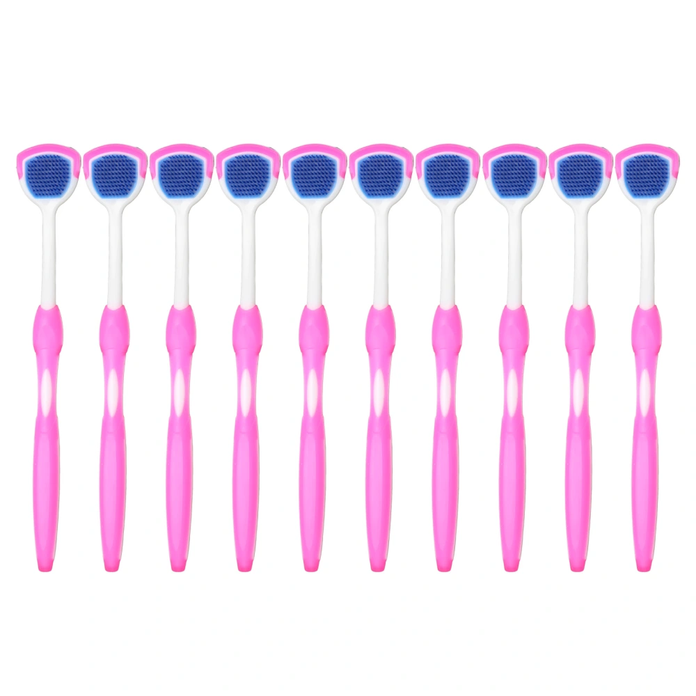 10 Pcs Tongue Scraper Long Handle Ergonomic Silicone Tongue Scraper Tongue Cleaner Brush Oral Hygiene Cleaning Tool Pink