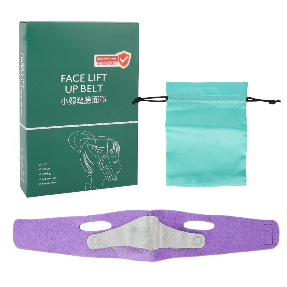 Face Lifting Band V Line Elastic Graphene Breathable Adjustable Face Slimming Bandage Strap Purple