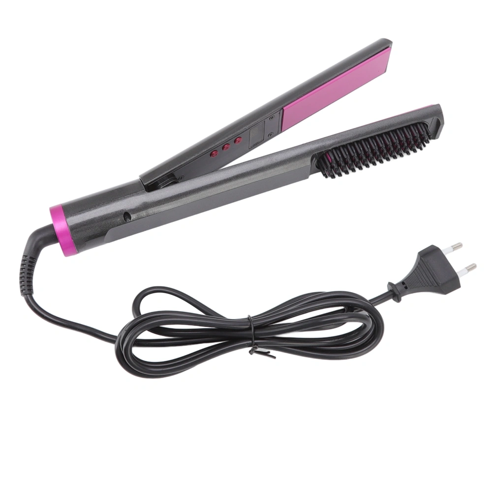 3 in 1 Hair Curler Straightener with Comb Multifunction Electric Styling Iron Anti Scald Smooth Frizz 110‑240V EU Plug