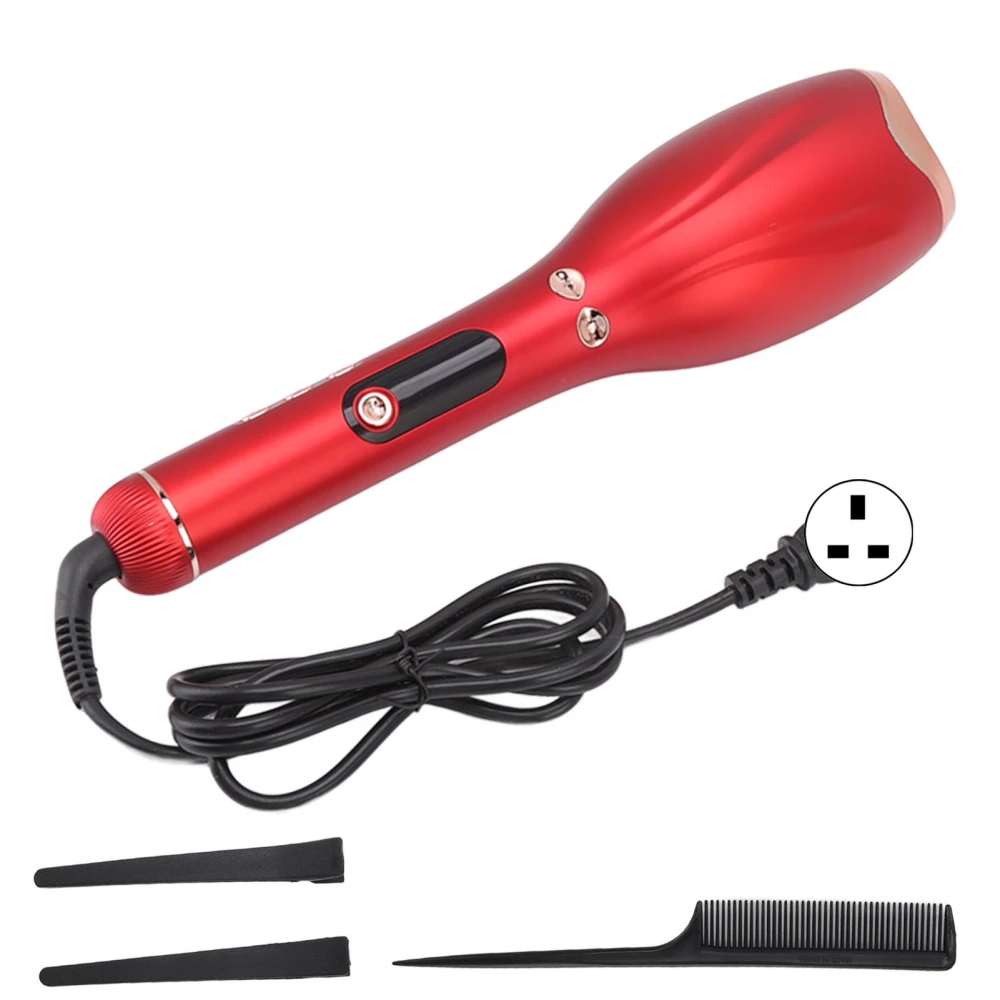 Hair Curling Iron Safe LED Display Fast Heating Automatic Curling Iron Wand for Beginners Red 110‑240V UK Plug