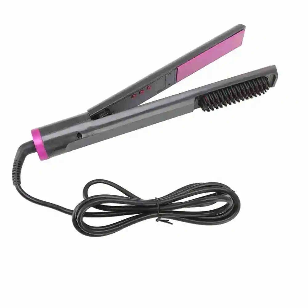 3 in 1 Hair Curler Straightener with Comb Multifunction Electric Styling Iron Anti Scald Smooth Frizz 110‑240V UK Plug