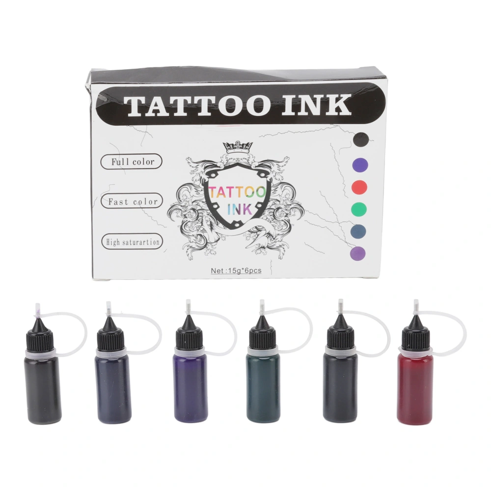 Temporary Tattoo Ink Kit 6 Colors Long Lasting Semi Permanent Tattoo Ink for Body Painting