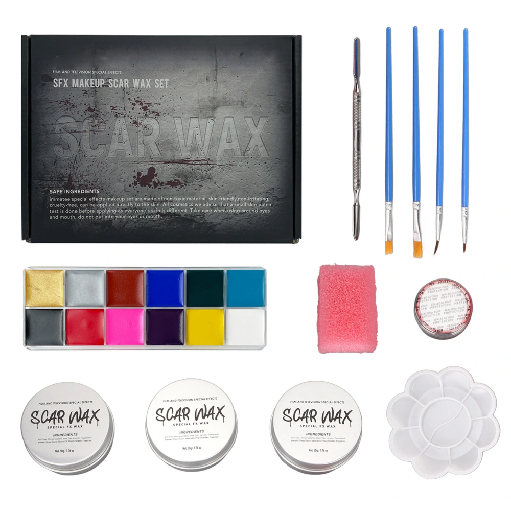 SFX Makeup Kit Strong Covering Power Safe Nontoxic Long Lasting Halloween Make Up Kits with 12 Highly Pigmented Colors