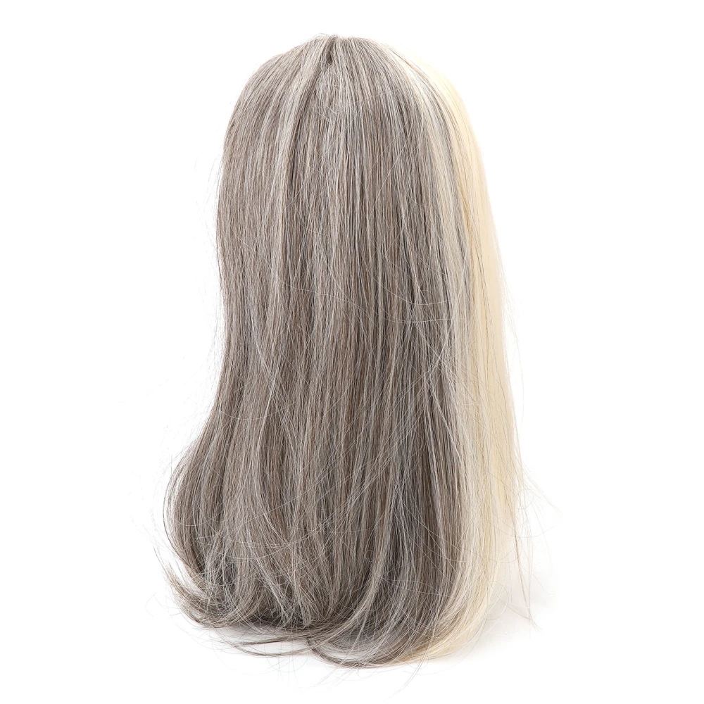 Fake Long Straight Hair Wig Heat Resistant White Gray Breathable Fashionable Wig for Halloween Women