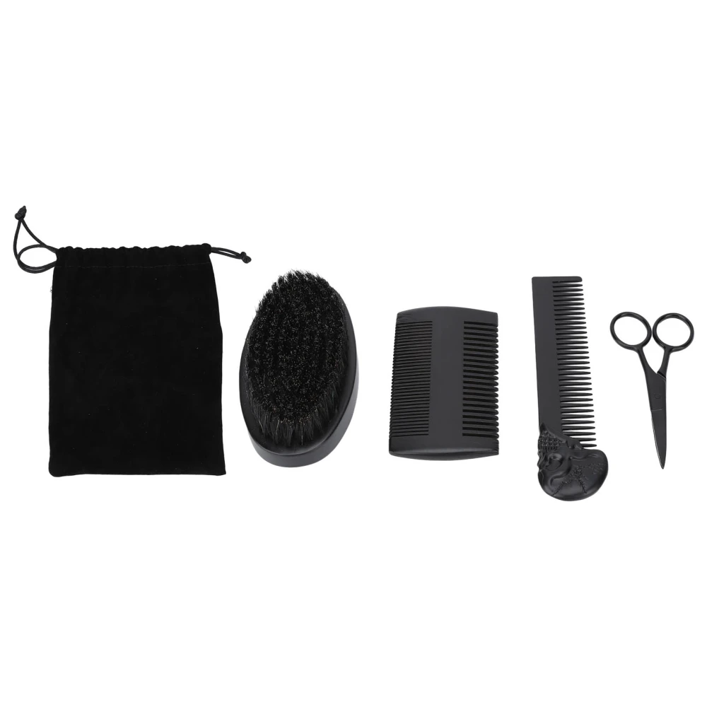 Beard Brush Comb Set Zinc Alloy Styling Comb Stainless Steel Trimming Scissors Ergonomic Handle Beard Care Set for Men