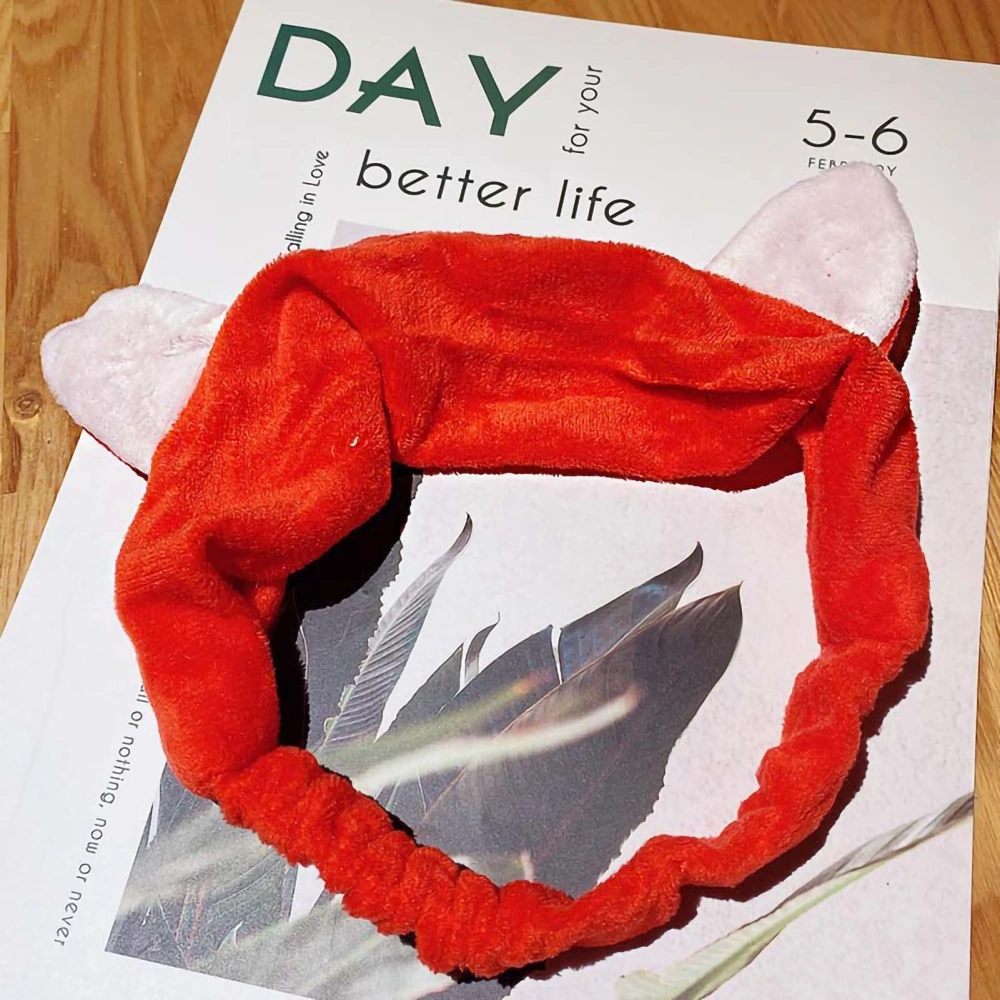 Makeup Headband Cute Look Skin Friendly Soft Elastic Band Face Wash Headband Lightweight Skincare Headbands Thin Cat Ears Red