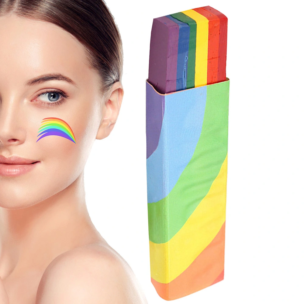 Rainbow Fan Brush Face Paint Colorful Face and Body Paints Rainbow Face Paint Stick Crayons Fancy Dress for Lesbian Gay Pride Celebrations