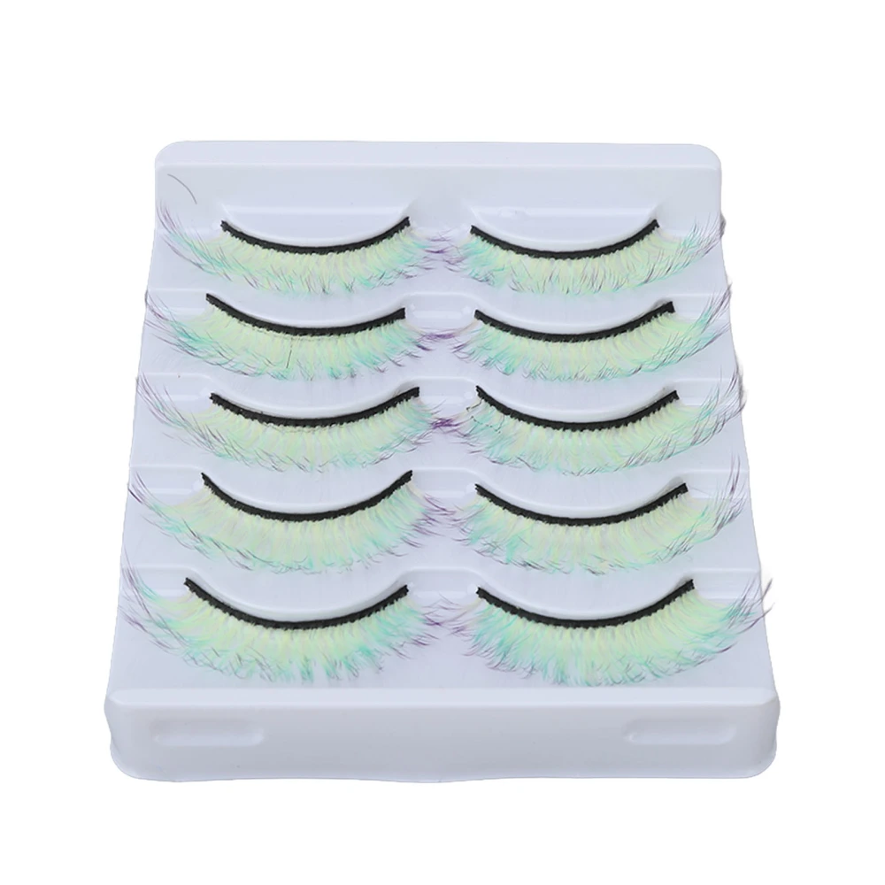 5pcs Colorful Eyelashes Fluffy Wispy Party False Eyelashes Long Dramatic Gradient Color False Eyelashes AG03