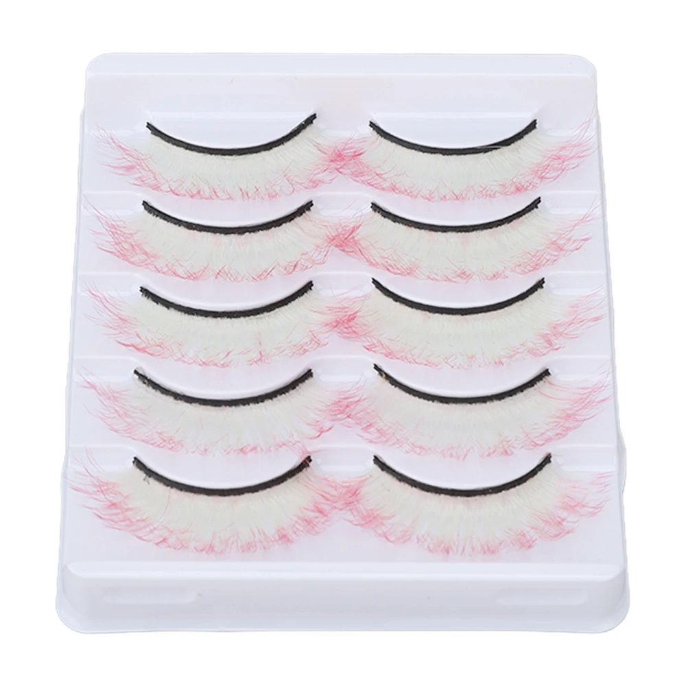 5 Pairs False Lashes Reusable Soft Gradient Colored Fake Eyelashes for Cosplay Party Stage Performance AG08