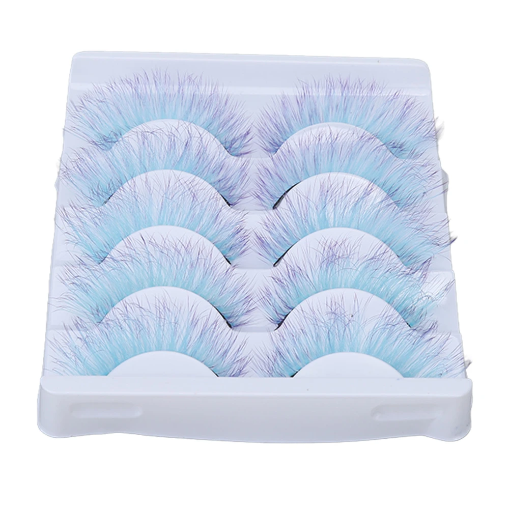 5pcs Colorful Eyelashes Dramatic Gradient Color False Eyelashes Fluffy 3D Curling Fake Eyelashes AG12