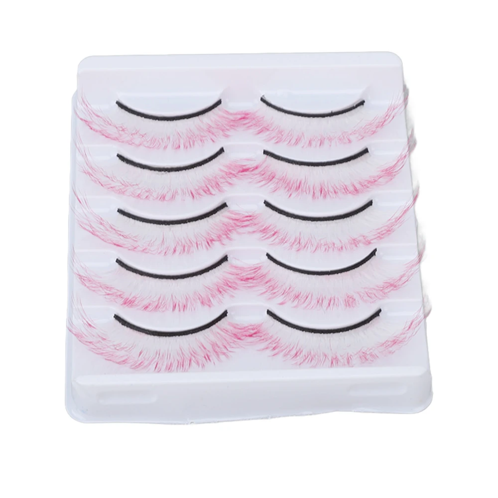 5 Pairs False Lashes Reusable Soft Gradient Colored Fake Eyelashes for Cosplay Party Stage Performance AG04