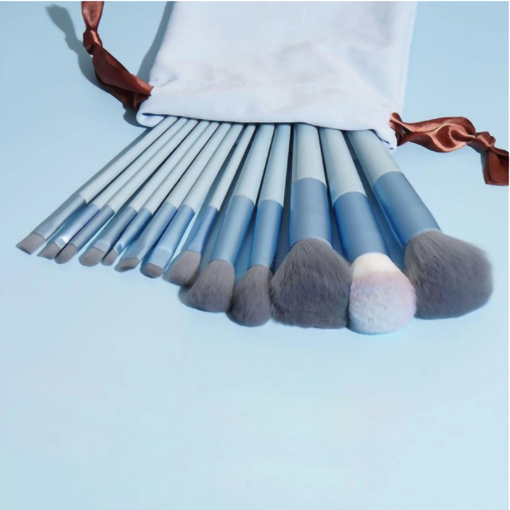 13pcs Set Make Up Brushes Tool Kit Handheld Soft Blending Cosmetics Brushes Kit for Face Powder Concealer Blue