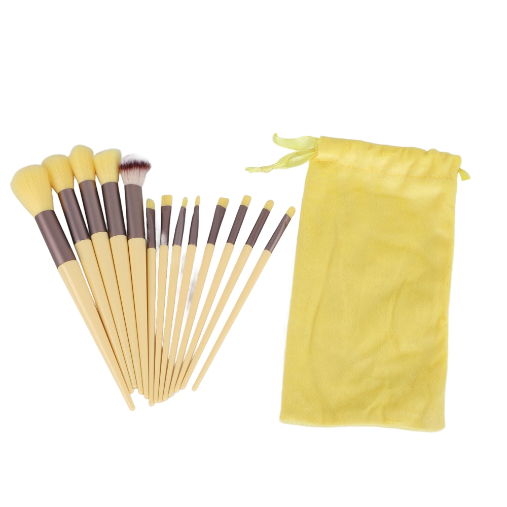 13pcs Set Make Up Brushes Tool Kit Handheld Soft Blending Cosmetics Brushes Kit for Face Powder Concealer Yellow