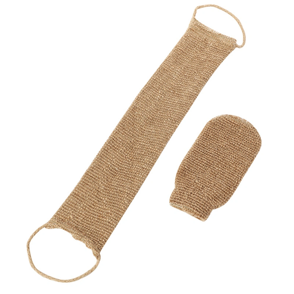 2 Pcs Jute Back Wash Strap and Jute Exfoliating Gloves Back Exfoliating Sponge Natural Exfoliating Gloves for Back Bath Body and Face