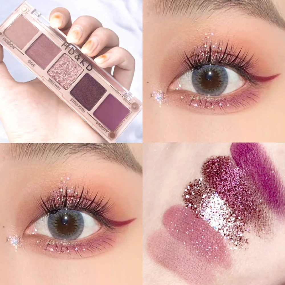 5 Color Eyeshadow Palette Glitter Matte Exquisite Blendable Makeup Eye Shadow for Women Girls Type 3