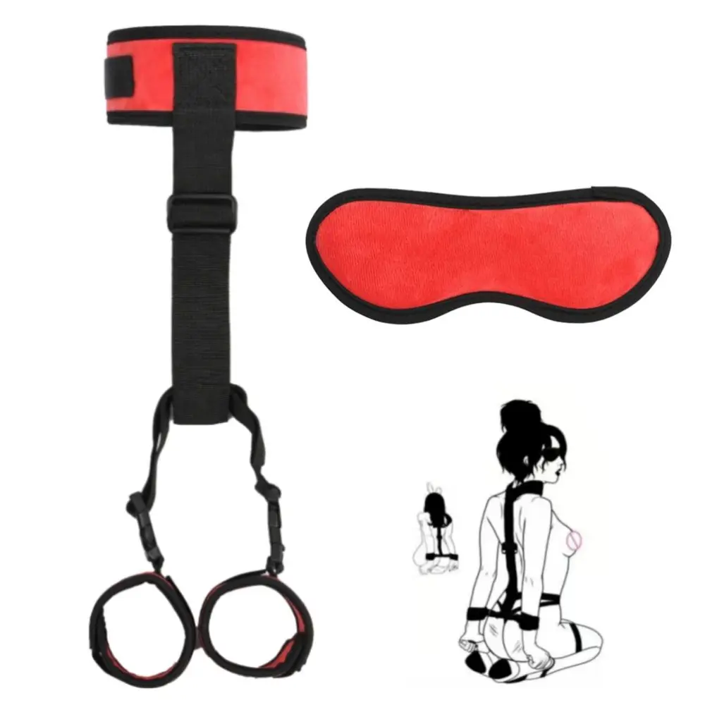 Adult Eye Cover Back Neck Handcuffs Set Adjustable Binding Strap Sex Toys for Masquerade and Cosplay