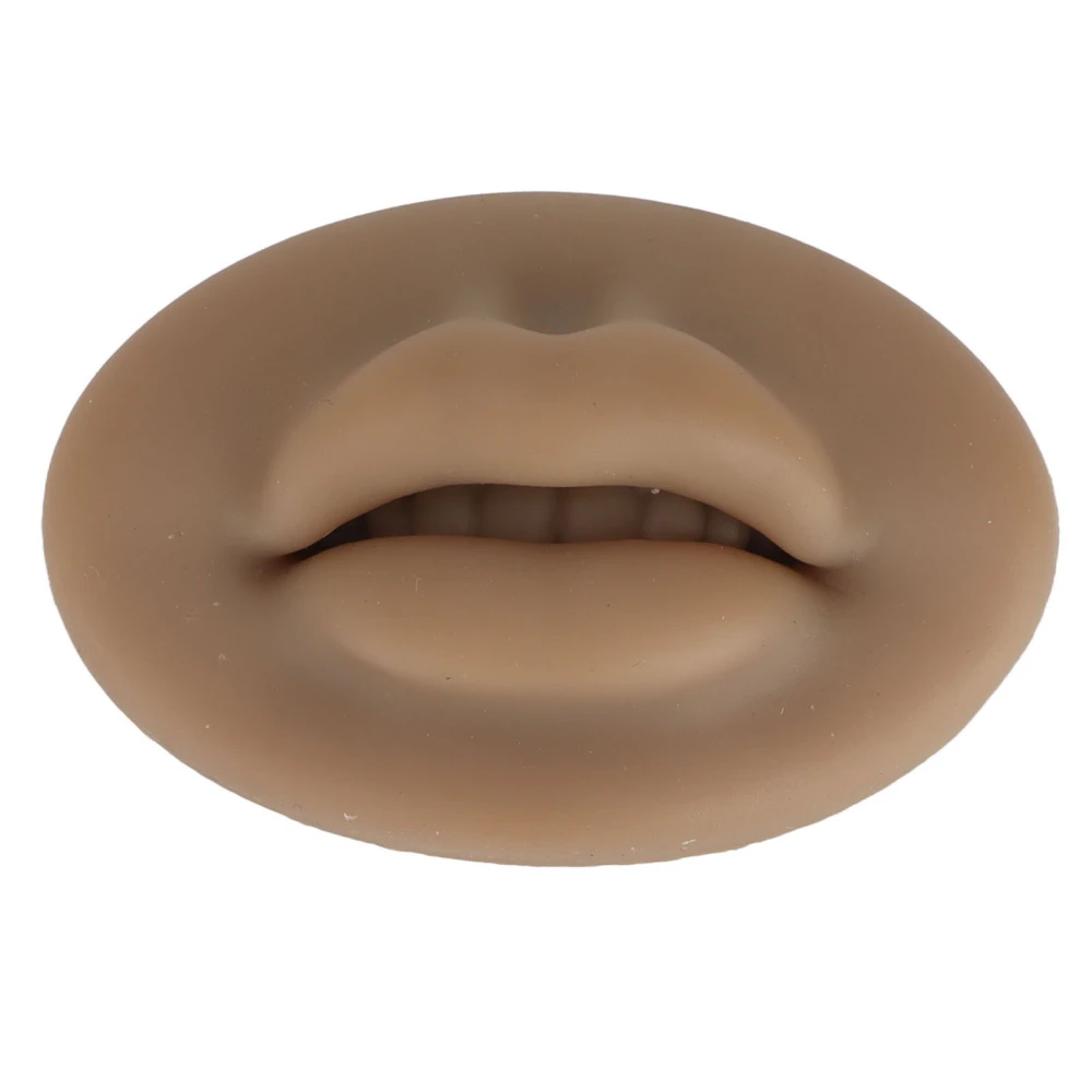 3D Silicone Lips Semi Permanent Soft Real Skin Touch Feeling Fake Lips for Microblading Training Brown