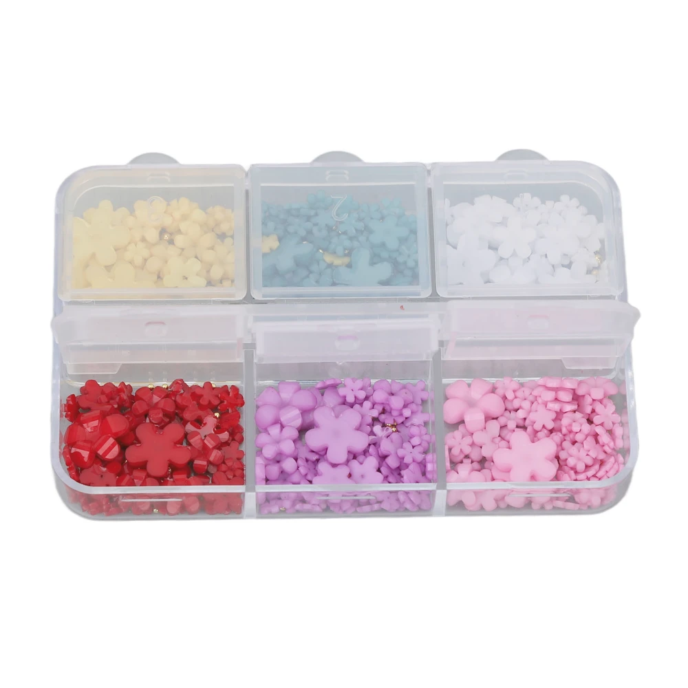 3D Flowers Nail Art Decorations 6 Colors Resin Nail Art Supplies for Home DIY Craft Nail Salons