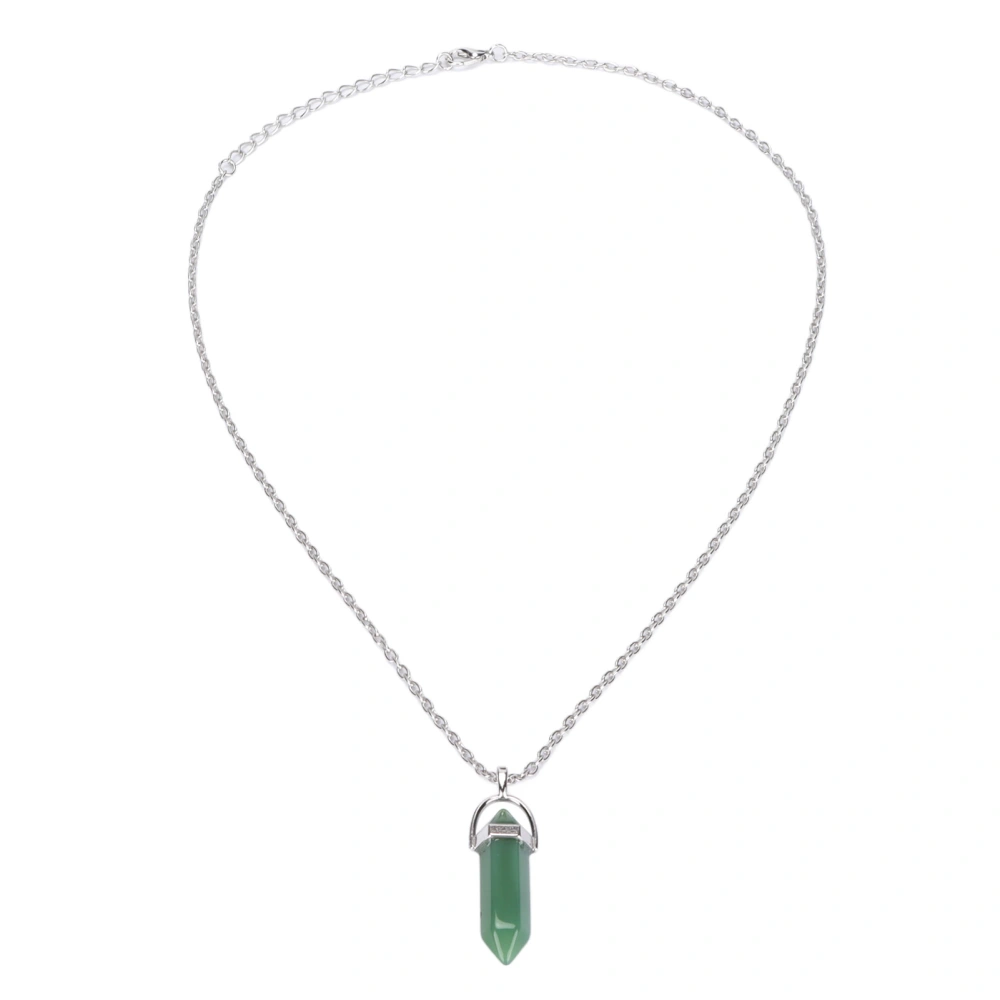 Hexagonal Healing Crystal Pendant Necklace with Chain Natural Stone Jewelry for Men Women Green Aventurine