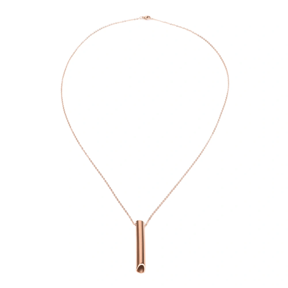 Mindful Breathing Necklace Stainless Steel Reduces Stress Portable Anxiety Whistle Necklace for Women and Men Rose Gold