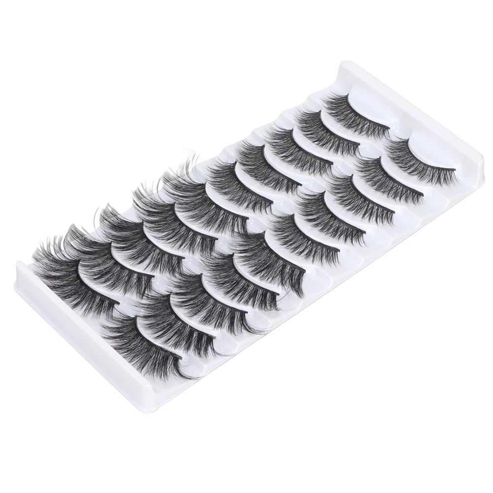 10pairs Fake Eyelashes 6D Semi Handcrafted Widened Lines Naturally Slender Light Curly Dramatic Eyelashes for Makeup