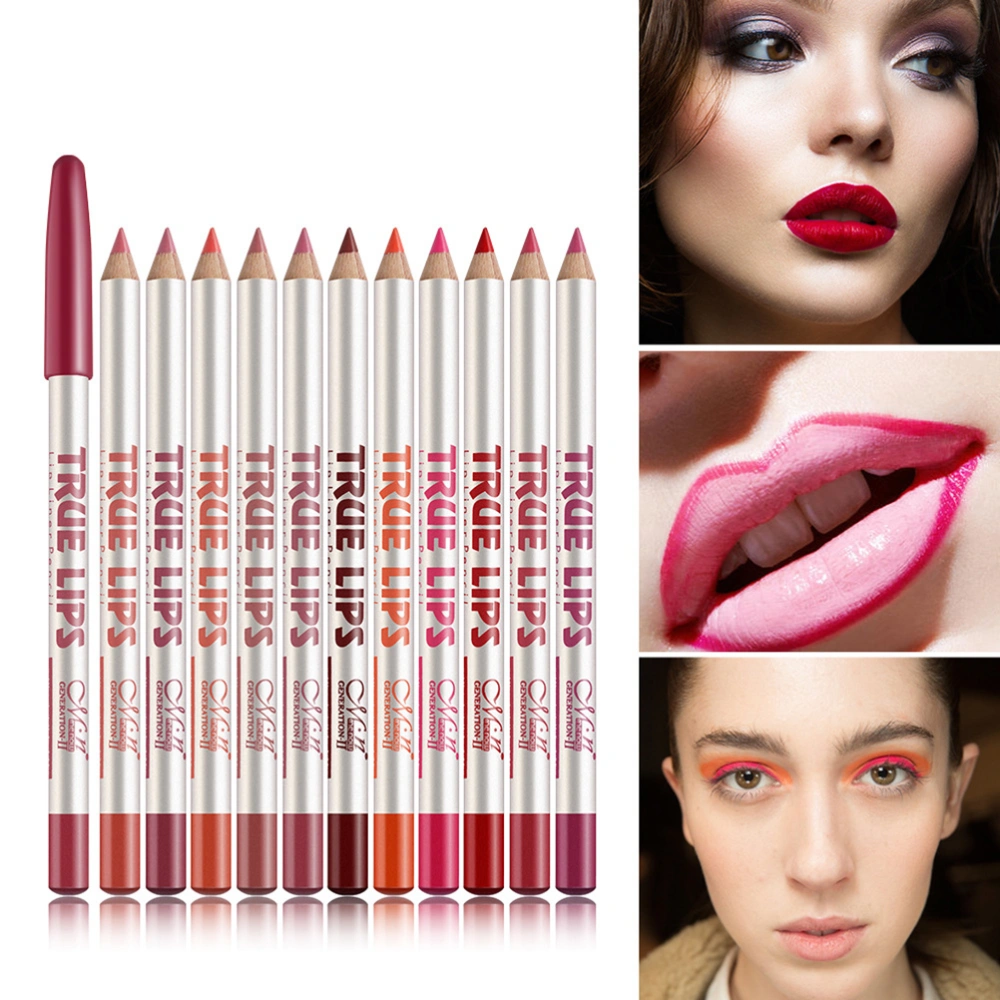 12 Colors Lip Liner Pencil Waterproof Matt Lip Liner Pen High Pigmented Lip Pencils Set for Women Girls