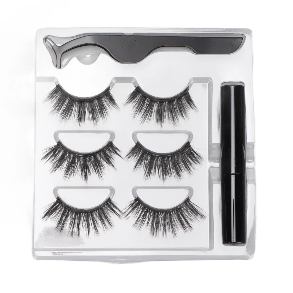 Magnetic Eyelashes Kit Natural Look Allergy Free 6D Magnet False Lashes for Role Play Stage Daily 3 Pairs