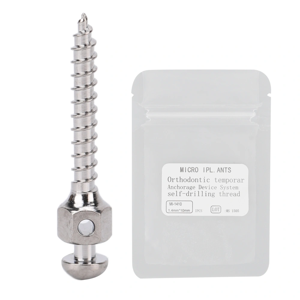 Dental Micro Implants Screw Stainless Steel Self Drilling Thread Orthodontic Anchorage Screw 1.4 X 10mm / 0.1 X 0.4in