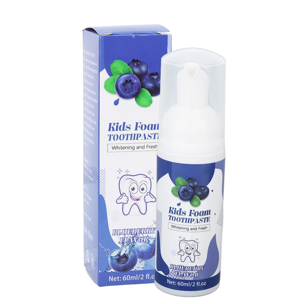 60ML Children Toothpaste Mousse Kids Bubble Toothpaste Cleaning Foam Blueberry Flavor