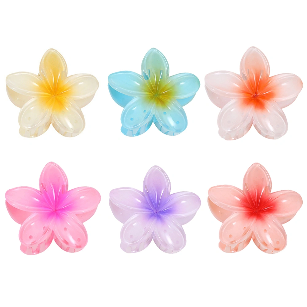 Hawaiian Plumeria Flower Hair Claw Clips for Women Girls Acrylic Gradient Color Petals Hair Clamp Ponytail Hairpin Headdress