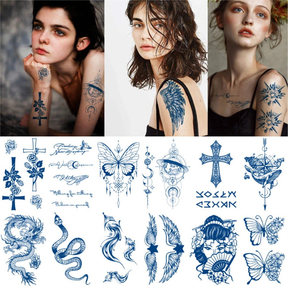 12Pcs Herbal Temporary Tattoos Body Art Arm Tattoo Stickers Waterproof Long Lasting Temporary Tattoo Stickers