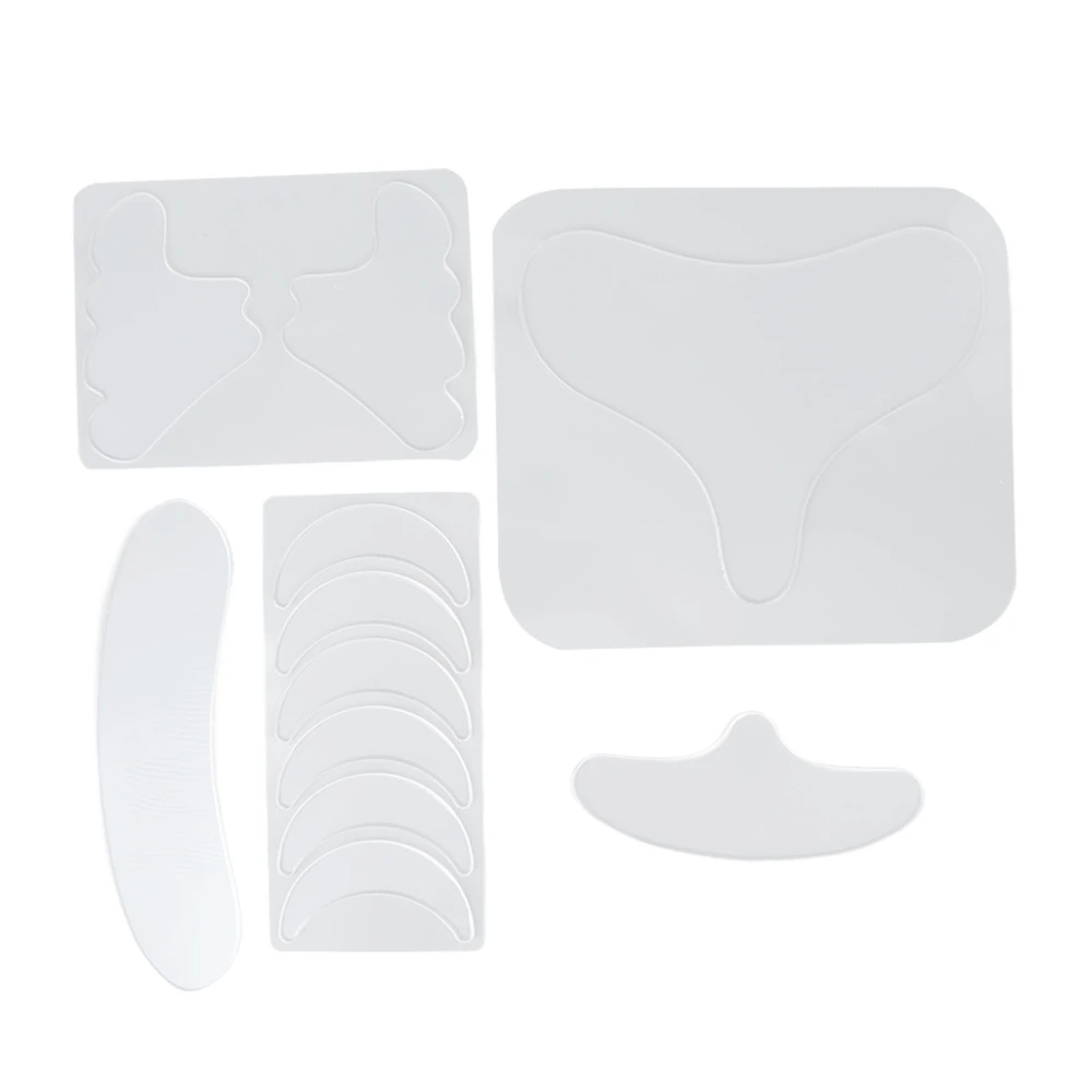 11Pcs Silicone Wrinkle Pad Set Neck Chest Forehead Eye Face Transparent Reusable Wrinkle Patch Set for Daily Skin Care