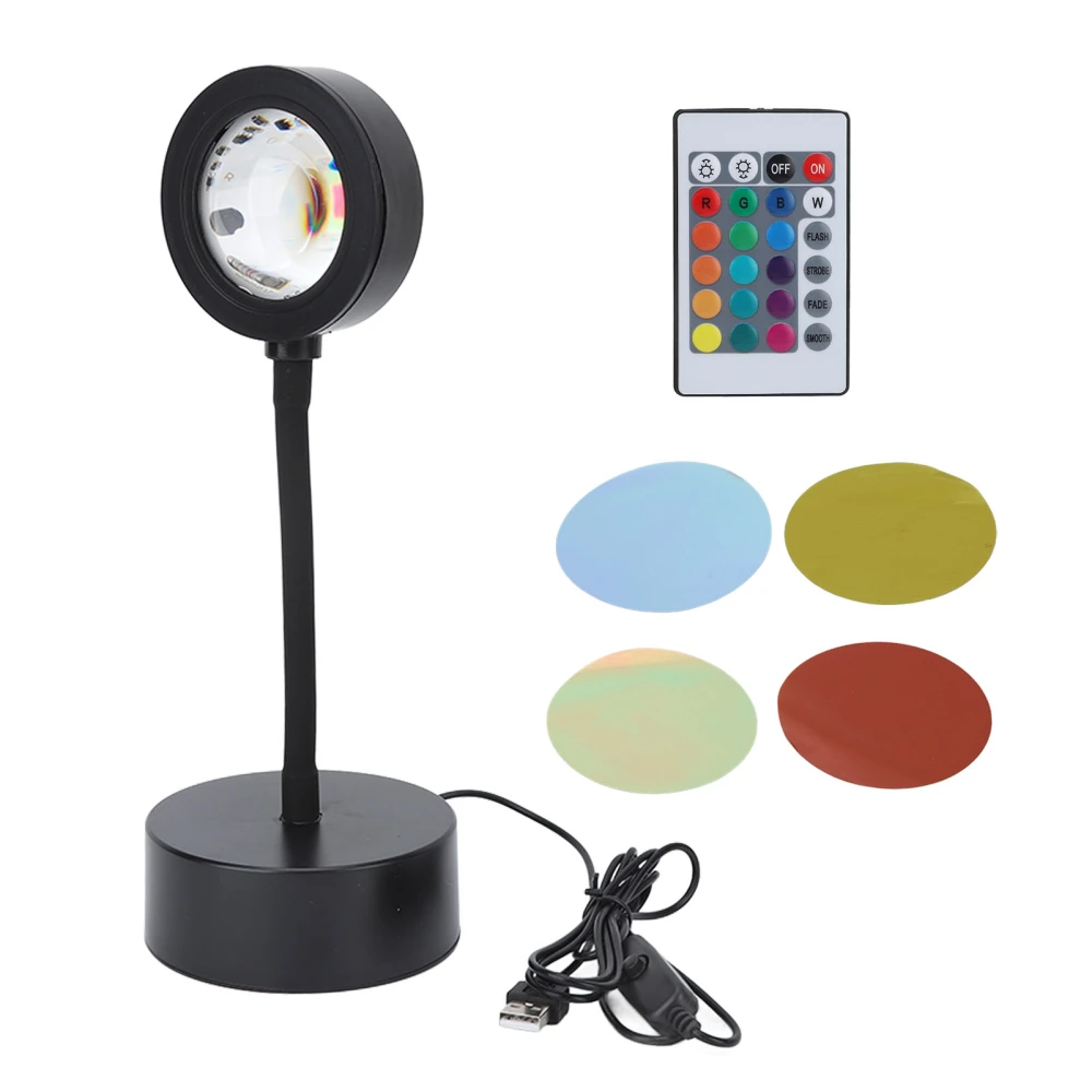 Sunset Projection Light 15 Colors 10 Gears Flexible Hose Remote Control Sunlight Lamp for Room Decor