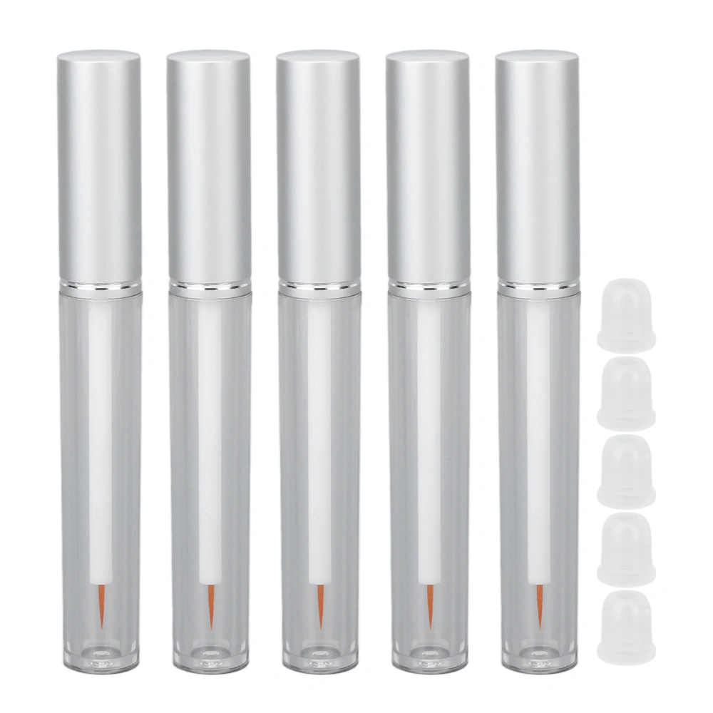 5Pcs 3ml Empty Mascara Tube Transparent Aluminum Cover Empty Container Bottles with Rubber Stopper for Traveling Camping