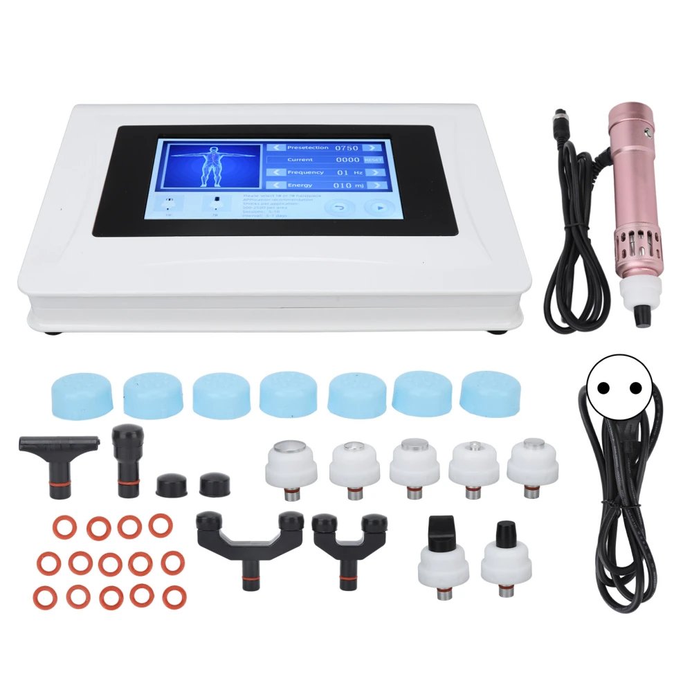 Extracorporeal Shockwave Machine 11 Massage Heads Shock Wave Therapy Device for ED Treatment Rose Gold 100‑240V EU Plug