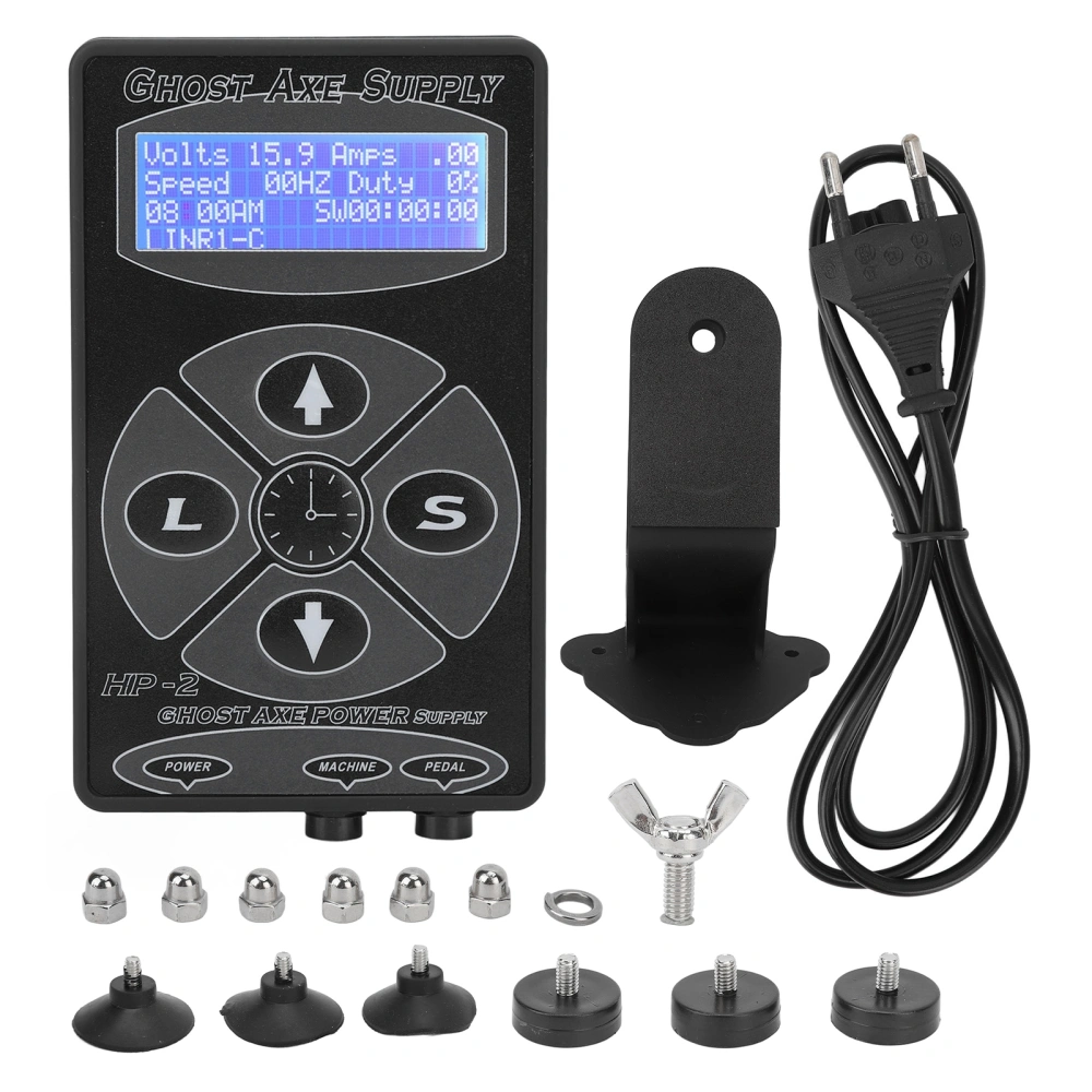 Tattoo Power Supply LCD Screen 2 Pedal Modes Timing Good Suction Tattoo Machine Power Supply 100‑240V EU Plug