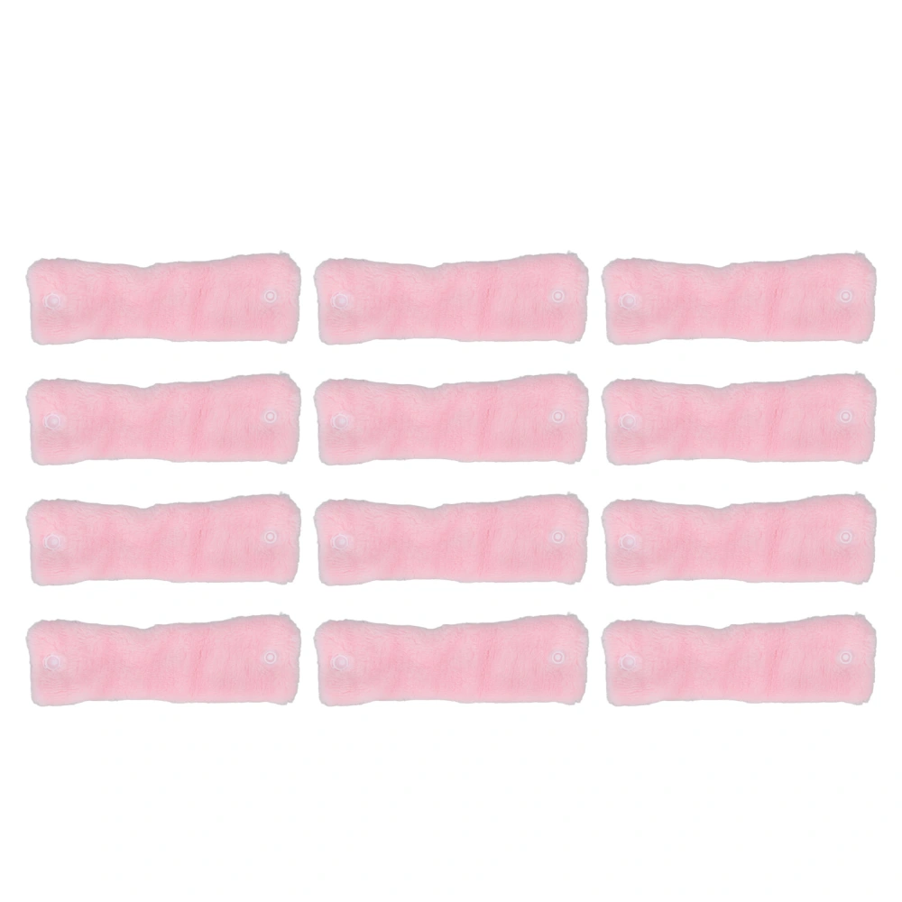 12pcs Heatless Coral Fleece Hair Rollers Hair Curlers DIY Curl Hair Styling Tools Pink