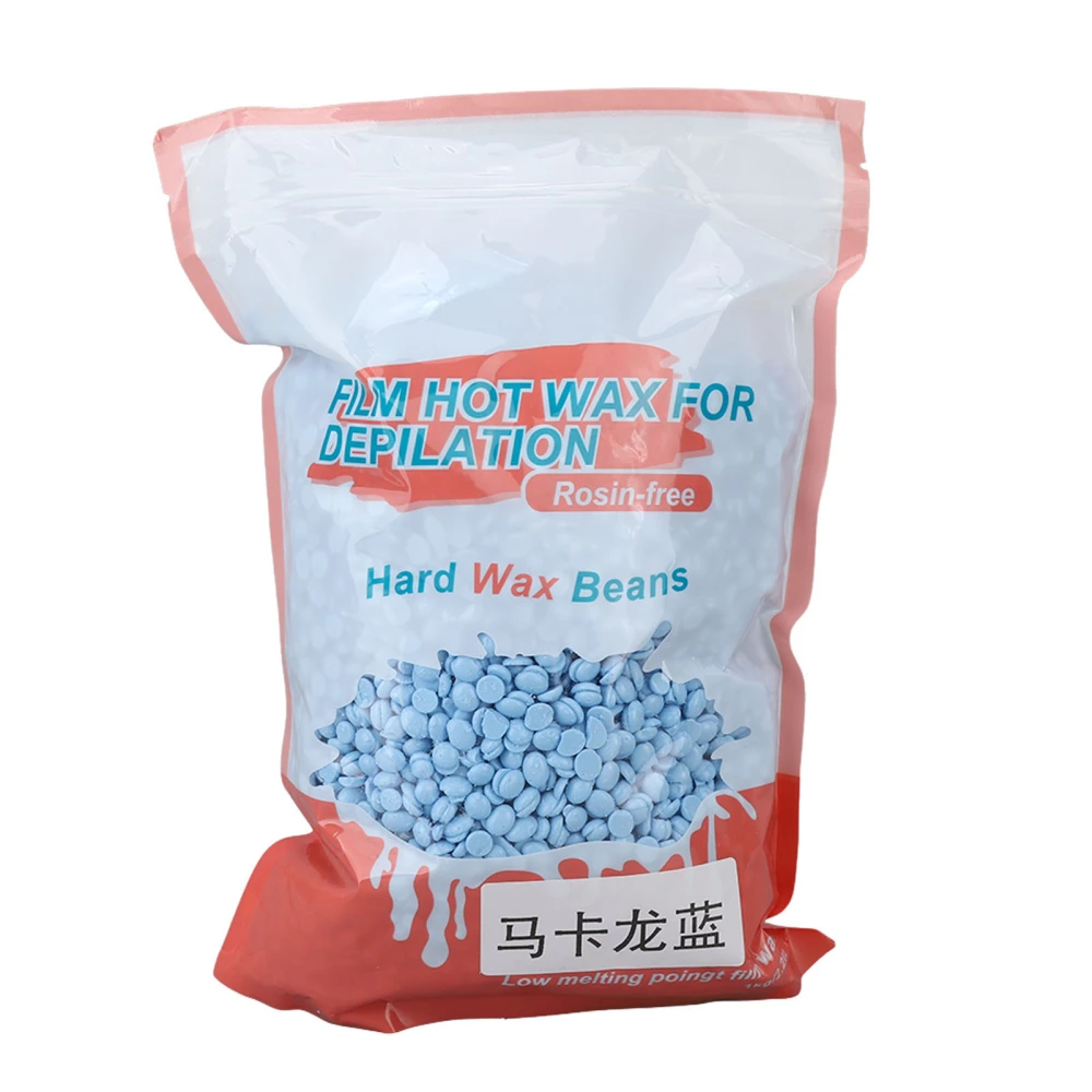 Hair Removal Wax Bead Men Women Safe Mild Hard Wax Bean for Face Bikini Legs Underarm 35.3oz Macaron Blue