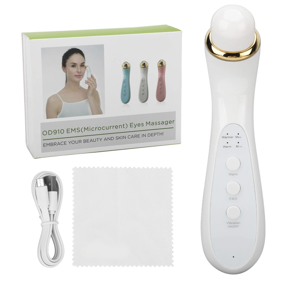 EMS Eye Massage Machine Hot Compress Microcurrent Vibration Handheld Face Eye Massager White