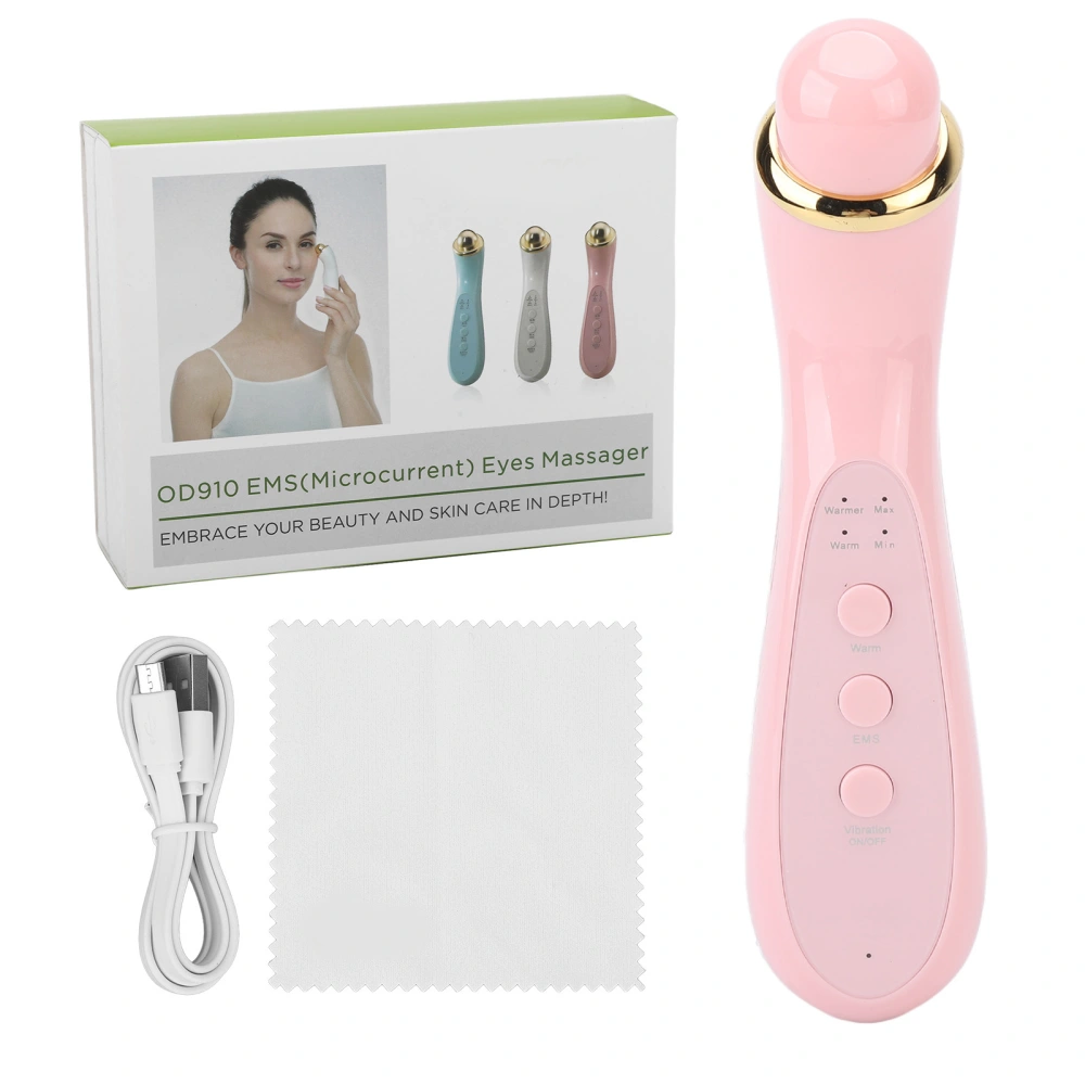 EMS Eye Massage Machine Hot Compress Microcurrent Vibration Handheld Face Eye Massager Pink